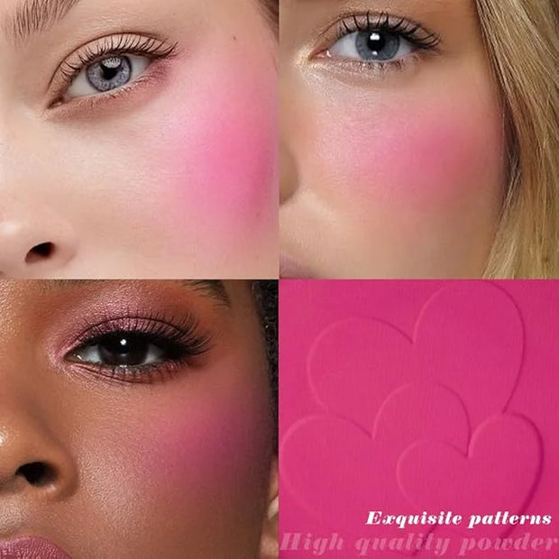 Single Rose Pink Matte Blush for Cheeks Face Blushes Makeup Palette, Rose Bean Monochrome Cream Blushes Palette Makeup for...