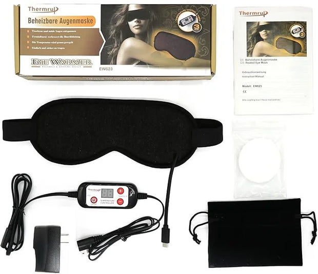 Heated Eye Mask, USB Eye Mask for Dry Eyes with Temperatur 105°F 115°F 125°F, far Infrared Therapy - Product Image