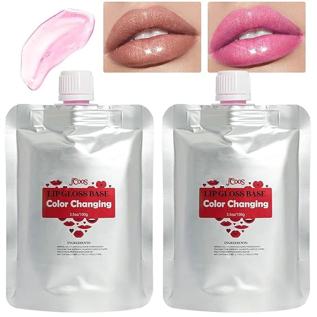 JCOOS Lip Gloss Base, Color Changing Lip Oil, Lipgloss Base, 2PCS 3.5 Ounce Lip Gloss Base Clear, Glossy, Moisturizing Lip...
