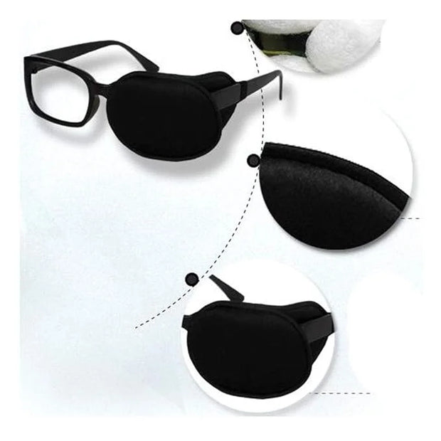 Adult/Kids Silk Glasses Eye Mask Amblyopia Strabismus Lazy Eye Patches Treat Lazy Eye and Strabismus(Black) - Product Image