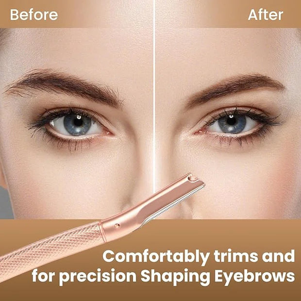 Eyebrow Razor Dermaplaning Tool with 10 Blade Refills Exfoliating Face Razors for Women Facial Razor for Peach Fuzz and Ey...