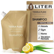 Terra Pure Spa Collection 1 Liter Shampoo Refill Bag For Soap Dispensers | Bulk Toiletries for Vacation Rentals, and Home ...