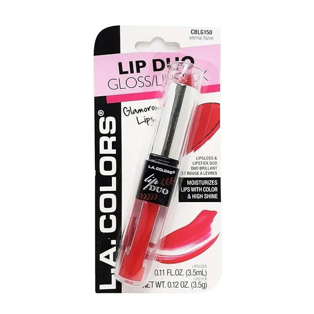 L.A. LA Colors Lip Duo Lipstick Lip Gloss Lipgloss 2 in 1 (ETERNAL FLAME) - Product Image