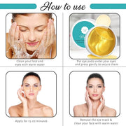 24K Gold Under Eye Patches For Wrinkles- Gold Eye Patches for Puffy Eyes - Dark Circles Under Eye Treatment - Anti-aging G...