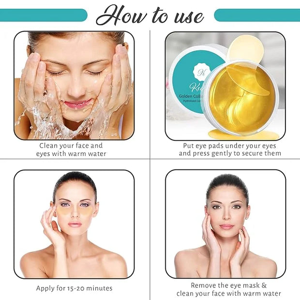 24K Gold Under Eye Patches For Wrinkles- Gold Eye Patches for Puffy Eyes - Dark Circles Under Eye Treatment - Anti-aging G...