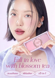 I'm Meme Palette - Afternoon Tea Blusher | Blossom Tea Blended, Cool Tone Blush for Cheek, Soft Pink, Peach, Lavender, 3 S...