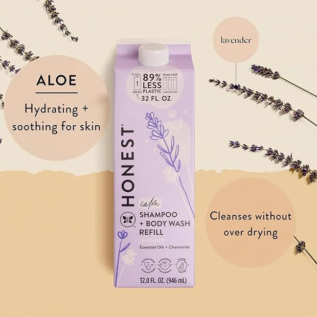 The Honest Company 2-in-1 Cleansing Shampoo + Body Wash Refill Carton | Gentle for Baby | Naturally Derived, Tear-free, Hy...