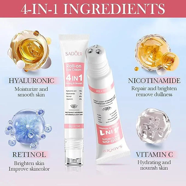 Eye Cream with 30% Retinol, 10% Hyaluronic Acid, 5% Nicotinamide, 10% Vitamin C for Puffy Bags Fine Lines Dark Circles Wri...