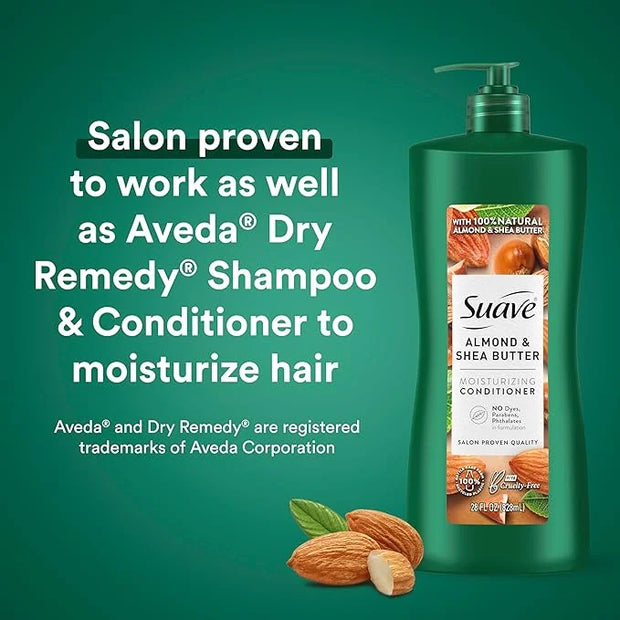 Suave Moisturizing Conditioner with 100% Natural Almond & Shea Butter, No Dyes, No Parabens, No Phthalates, 28 oz Pack of ...
