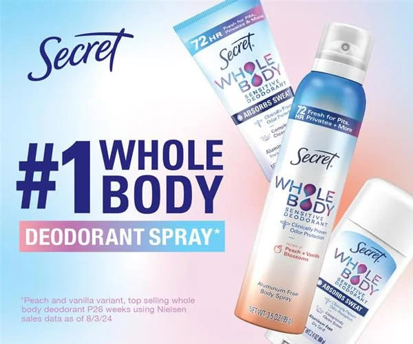 Secret Whole Body Deodorant Cream for Women, Unscented, Aluminum Free Deodorant Cream, 72 HR Odor Protection, 3.0 oz - Pro...