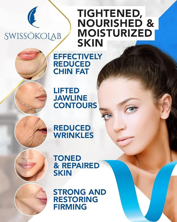 SWISSÖKOLAB Double Chin Reducer V Line Lifting Mask Face Slimming + Under Eye Patches For Puffy Eyes 24k Gold Eye Mask For...