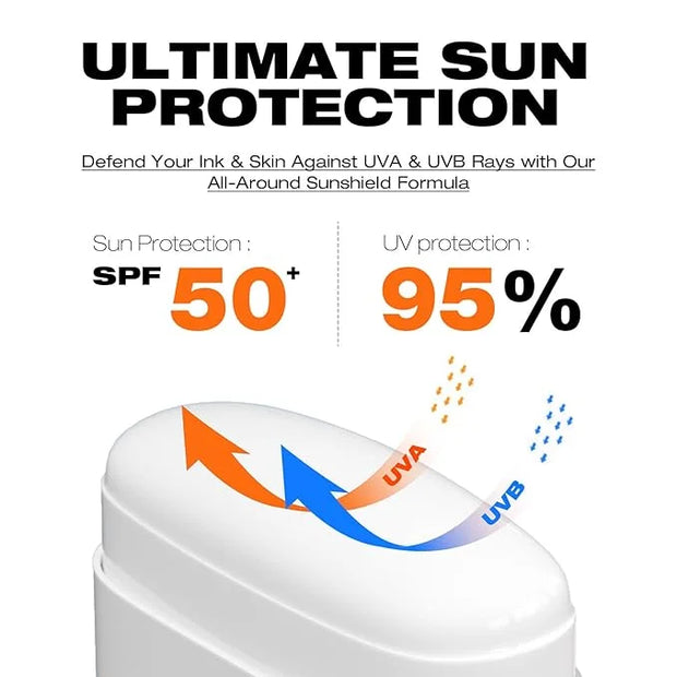 Sexymix Tattoo Sunscreen Stick, SPF 50 Waterproof Sunscreen Stick Broad Spectrum UVA/UVB Protection 0.7 oz with Zinc Oxide...