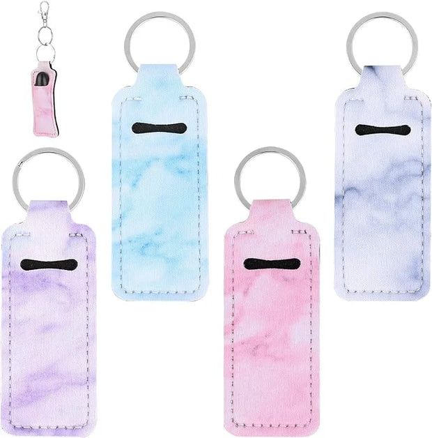 4Pcs Chapstick Holder Keychain, Lip Balm Blue)
