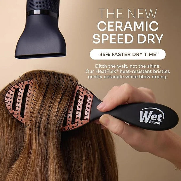 Wet Brush Ceramic Speed Dry Hair Brush, Black - Vented Design & Soft HeatFlex Bristles Are Blow Dry Safe - Ergonomic Handl...