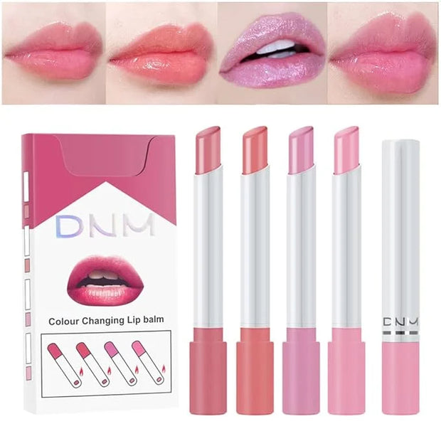 evpct 4 pk Mini Cigarette Color Changing Change Lipstick Sets PH Lip Balm Kit,DNM Litte Smoke Tube Red Lipstick Moisturizi...