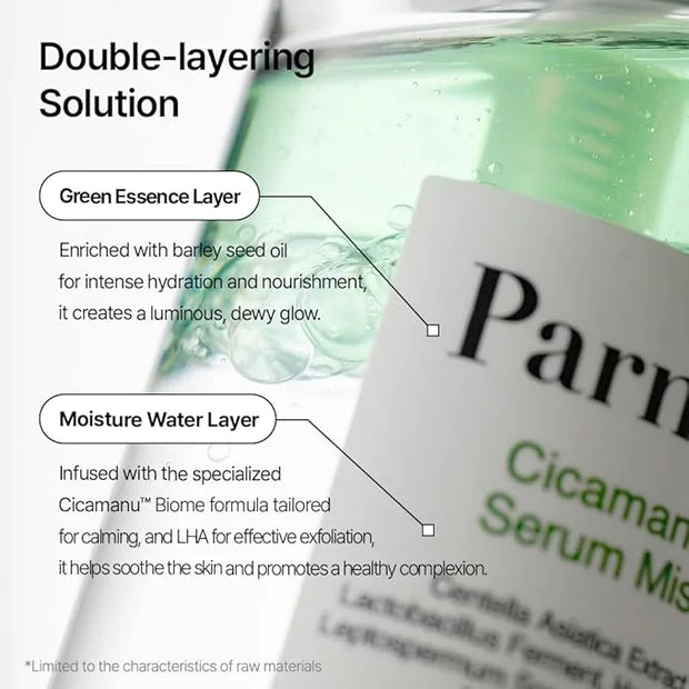 Parnell Cicamanu Serum Mist - Centella Asiatica, Hyaluronic Acid, Ceramide, LHA, Balancing Oil, Moisturizing and Soothing ...
