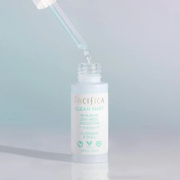 Face Serum by Pacifica - Clean Shot AHA-BHA 25% Peel Solution with Glycolic & Salicylic Acid – Exfoliating Facial Peel wit...