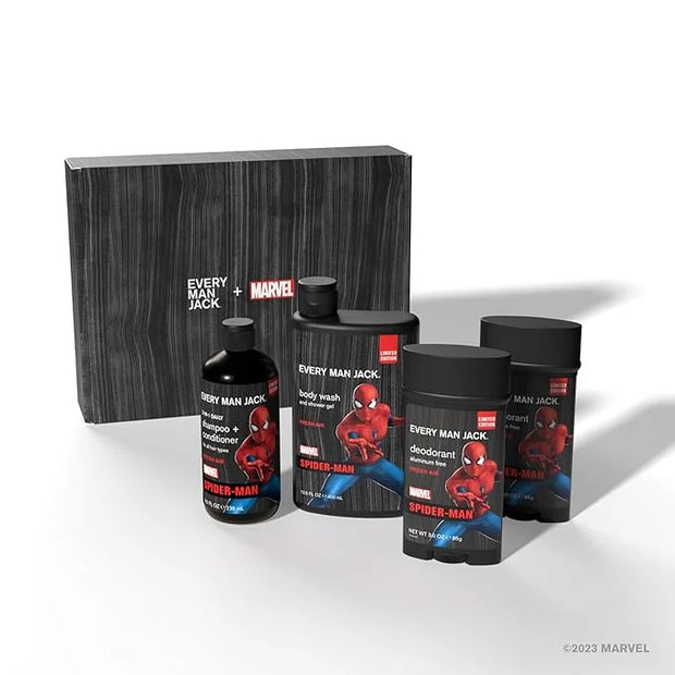 Every Man Jack Spider-Man Body Set - Perfect for Every Guy & Marvel-Lover - Bath and Body Marvel Gift Set with Clean Ingre...