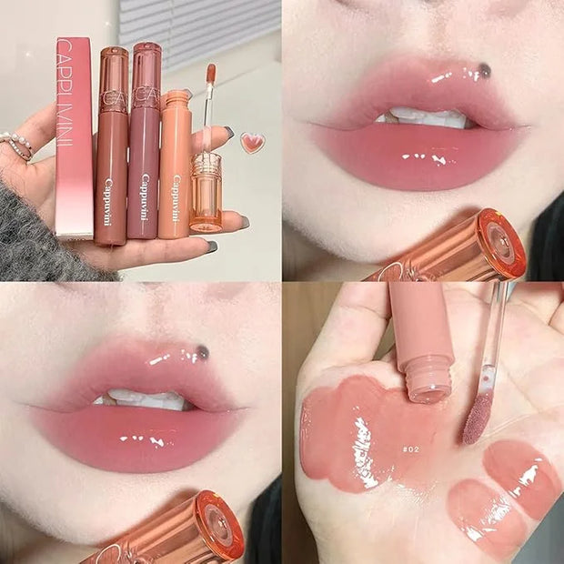 6 PCS Hydrating Plumping Lip Gloss Tinted Lip Balm Set,Mirror Liquid Water Glow Lipstick,Long Lasting Waterproof Moisturiz...