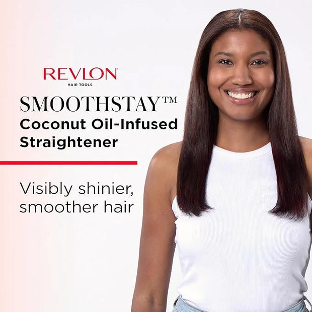 REVLON SmoothStay Coconut Oil Infused Hair Straightener - Flat Iron Hair Straightener for Sleek Straight Hairstyles, Enhan...