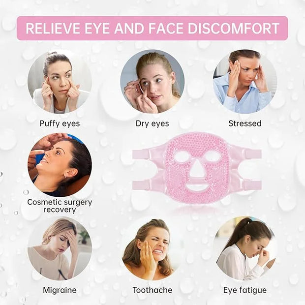 ZNÖCUETÖD Bundle of Gel Beads Ice Face Mask for Headaches, Puffy Eyes, Redness, Migraines and Gel Ice Pack Reusable Coolin...
