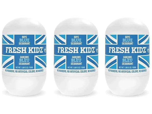 Fresh Kidz Roll On Deodorant for Kids and Teens - Baking Soda and Aluminum-free 24 Hour Protection for Sensitive Skin - Bo...