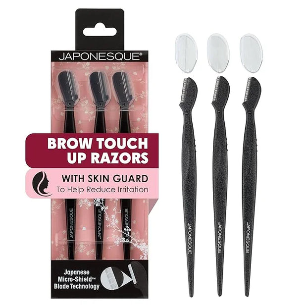 Japonesque Brow Touch Up Razors with Ultra-Sharp Stainless Steel Blades, for Removal of Unwanted Facial Hair and Peach Fuz...