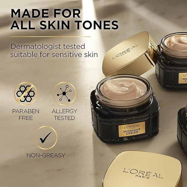 L'Oreal Paris Age Perfect Anti-Aging Midnight Cream, Reduce Wrinkles & Firm 1.7oz + Serum Sample - Product Image