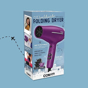 Conair Hair Dryer, Worldwide Travel Hair Dryer with Smart Voltage Technology and Folding Handle, Includes Diffuser and Con...