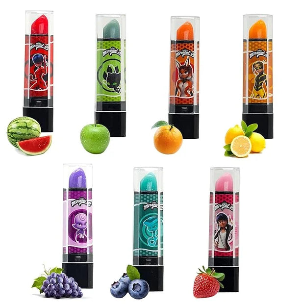 Miraculous Ladybug Cosmetic Lipstick Set - 7 Fruit Scented Color-Changing Lipsticks for Kids - Transforming Lipsticks Turn...