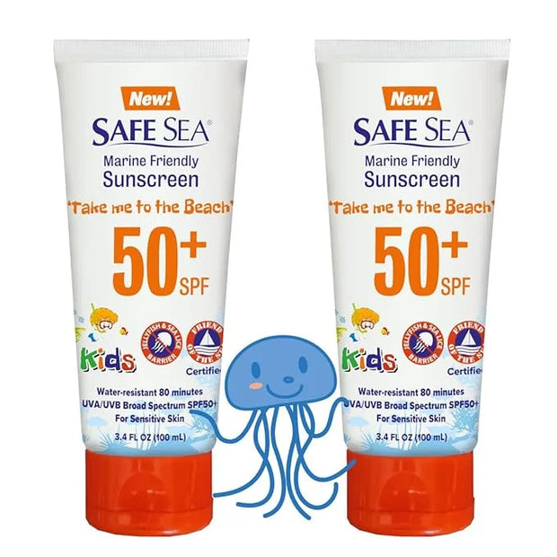 Safe Sea SPF50+ Kids Sunscreen | Travel Size 3.4 oz. | For sensitive skin | anti-jellyfish and Sea Lice sting protective l...