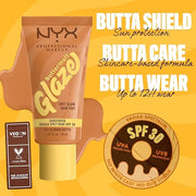 NYX PROFESSIONAL MAKEUP Buttermelt Glaze Soft Glow Skin Tint + SPF 30, Up To 12HR Wear, 04 Almond Butta - Product Image