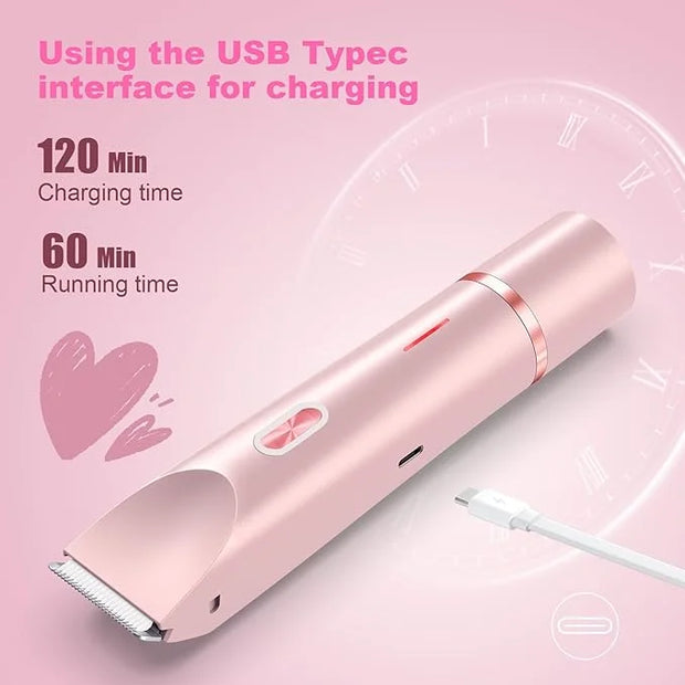 Glow Aura Womens Shaver 2 in 1, Electric Razor, Painless Hair Removal for Face,Body Waterproof Wet & Dry Use Body Hair Tri...