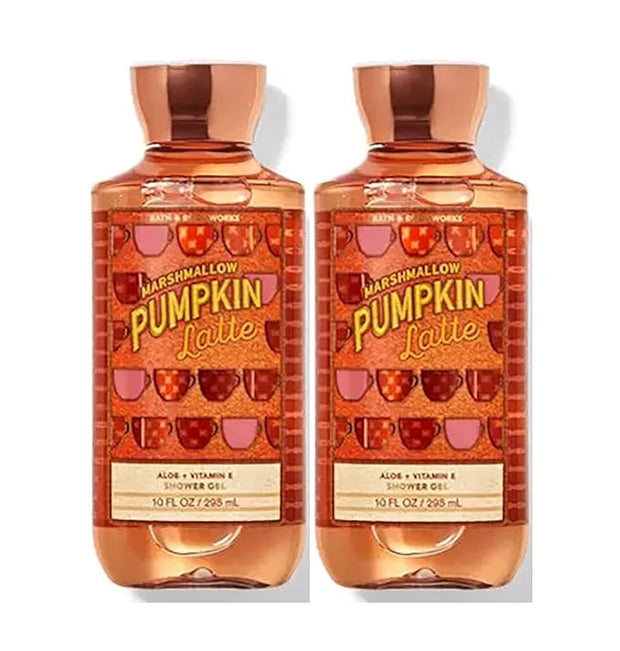Bath & Body Works Marshmallow Pumpkin Latte Shower Gel Gift Sets 10 Oz 2 Pack (Marshmallow Latte) 20 ounces - Product Image