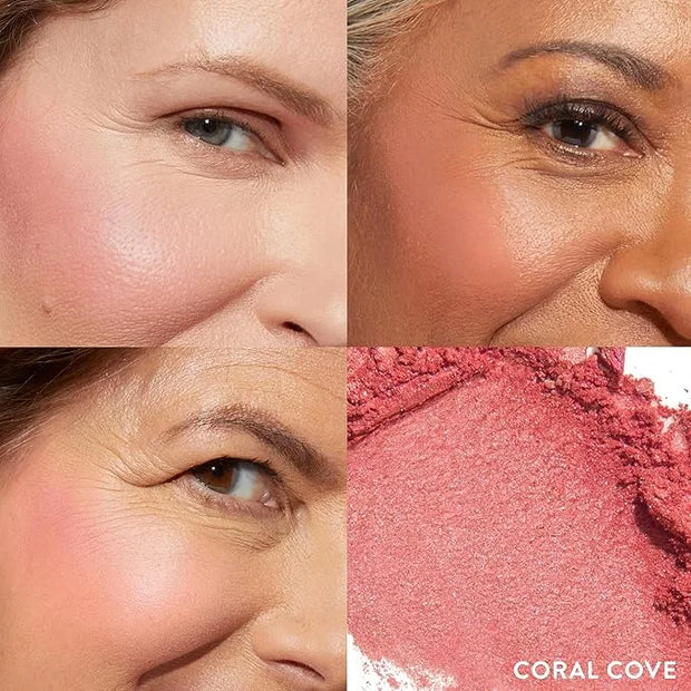 LAURA GELLER NEW YORK Baked Blush-n-Brighten Marbleized Blush + Angled Brush (03 Coral Cove, 47mm) - Product Image