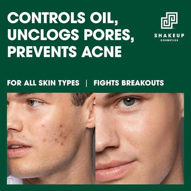Mens Oil Control 4-Piece Skincare Set, for Oily & Acne Skin, including a Face Scrub, Skin-Clearing Toner, Light Moisturise...
