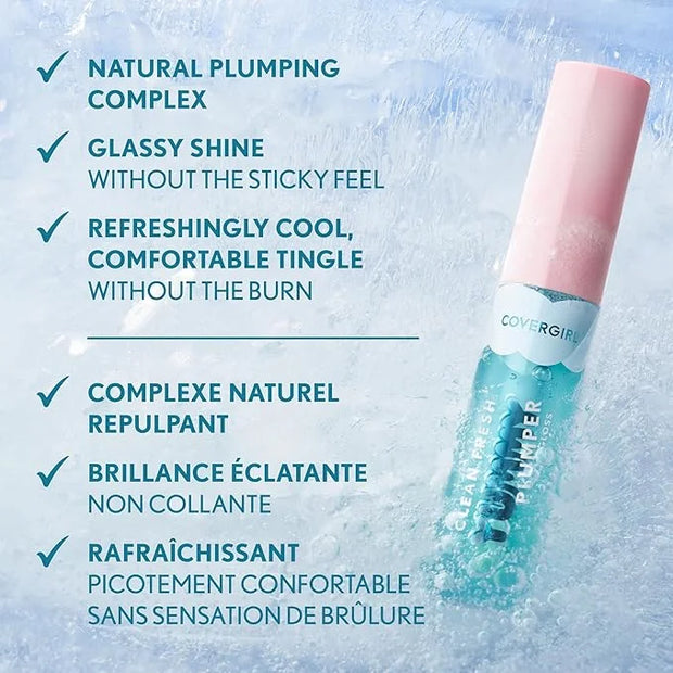 Covergirl Clean Fresh Yummy Plumper Lip Gloss, 740 Blingtastic, Shiny, Vegan Formula, Easy to Apply, Minty Flavor, 0.33oz ...