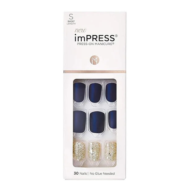 imPRESS Design, Press On Nails, Wannabe Star, Blue, Short, Size, Squoval, Shape, Includes 30 Nails, Prep Pad, Instructions...