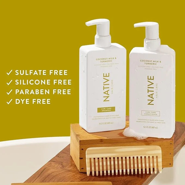 Coconut & Turmeric Shampoo and Conditioner Contain Naturally Derived Ingredients | All Hair Types, Color & Treated, Fine t...
