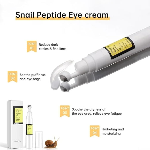 Snail Peptide Eye Cream For Moisturizing, 2 Pcs Snail Mucin Eye Cream With Niacinamide, Hyaluronic Acid For Dark Circles, ...