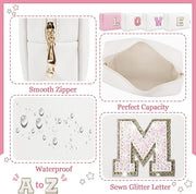 Initial letter patch makeup bag,