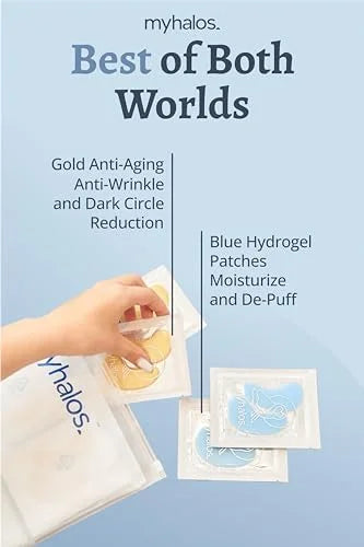 MyHalos Eye Masks for Dark Circles and Puffiness & Eye Patches for Wrinkles Duo- 24 Under Eye Patches for Puffy Eyes, Dark...