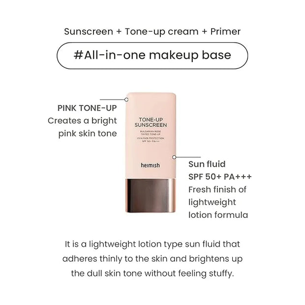 heimish Bulgarian Rose Tone-up Sunscreen SPF50+ PA+++ 1.01 fl.oz / 30ml | All-In-One Make up sunscreen | UV Protection, Pr...