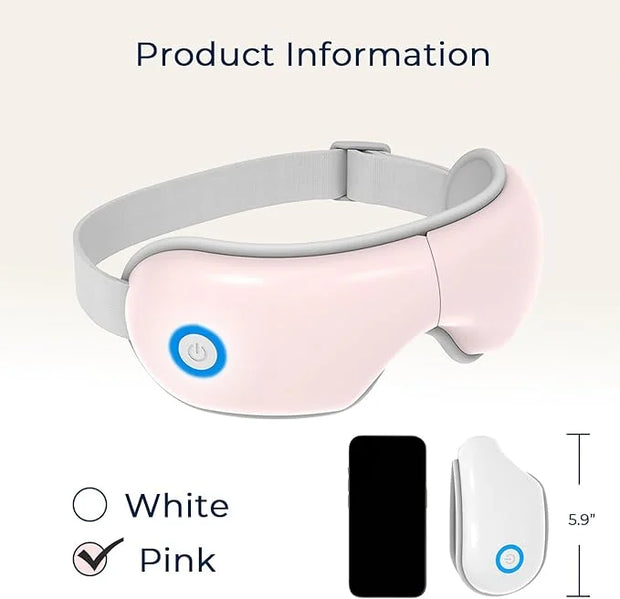 Eye Massager with Heat and Music, Heated Eye Mask with Bluetooth 180°Folding 5-Mode Voice Announcement Heating Massage for...