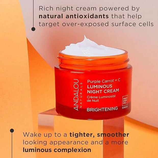 Andalou Natural Purple Carrot + C Luminous Night Cream, Purple Carrot Plus C Luminous, 1.7 Ounce - Product Image
