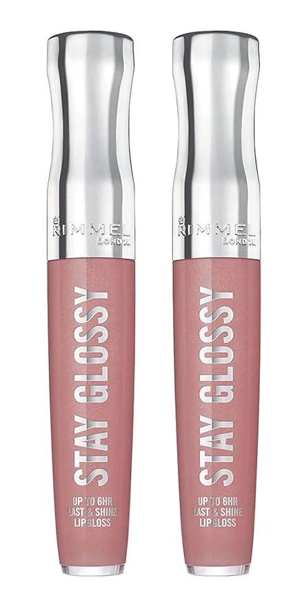 Rimmel Stay Glossy 6HR Lip Gloss, Blushing Belgraves, 0.18 Fl Oz (Pack of 2) - Product Image