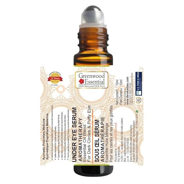 Under Eye Serum - For Dark Circles & Puffy Eyes. Blend of German Chamomile, Coffee, Sandalwood, Rose Geranium, French Lave...