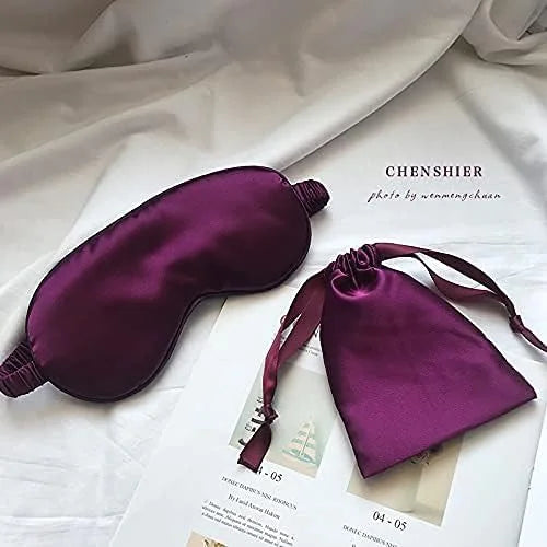 Silk Satin Sleeping Eye Mask, Dark Purple Sleep Eye Mask Night Blindfold for Women and Men, Soft Breathable Blackout Eyesh...