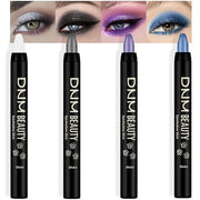 evpct 4Pcs Cream Eyeshadow Pencil Bulk Stick Set for Eyes Waterproof Pearl White Pearl Black Violet Purple Royal Blue Shim...