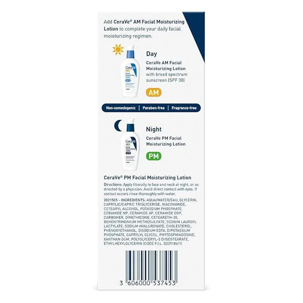 CeraVe PM Facial Moisturizing Lotion, Night Cream with Hyaluronic Acid and Niacinamide, Ultra-Lightweight, Oil-Free Moistu...